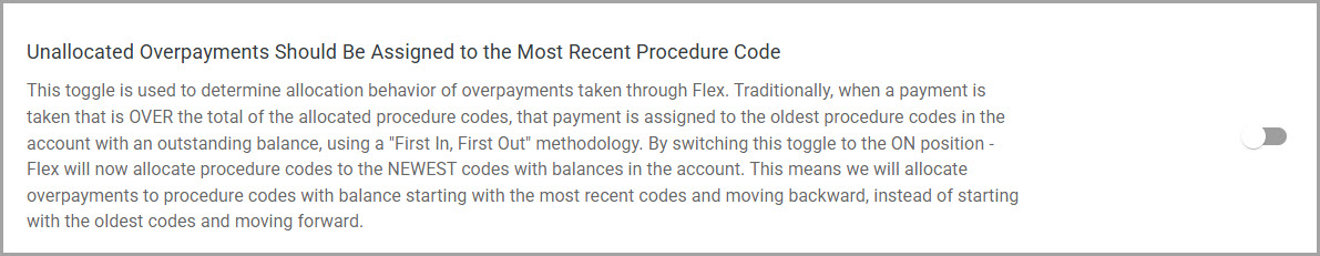 FlexPayments-Settings-Unallocated Overpayments Should Be Assigned to the Most Recent Procedure Code.jpg
