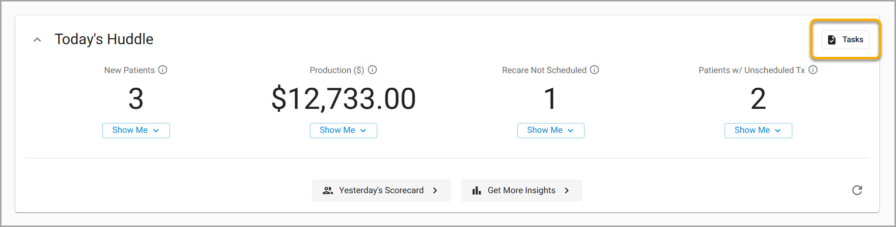 Todays Huddle with Data_no tasks_Highlight tasks button.jpg